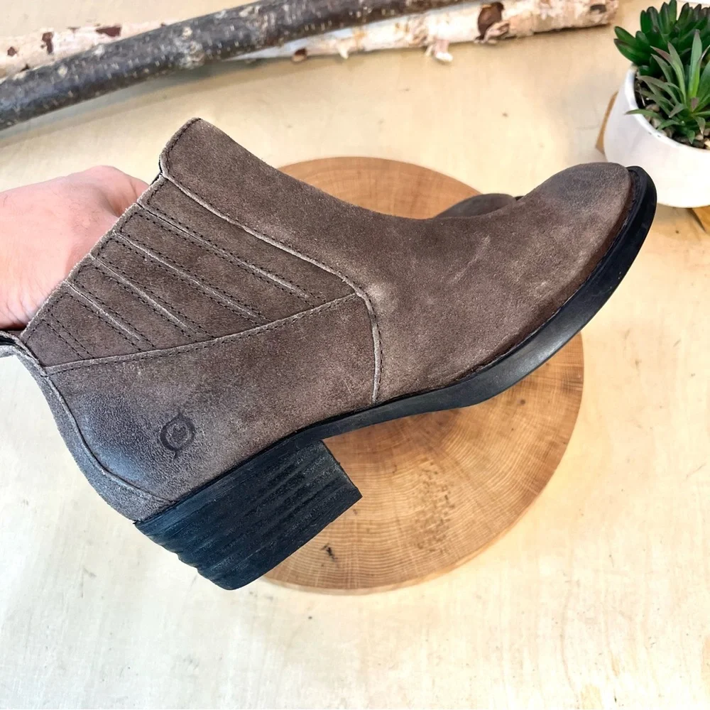 Born | Bebe Distressed Suede Ankle Boots Size 8.5 in Grey